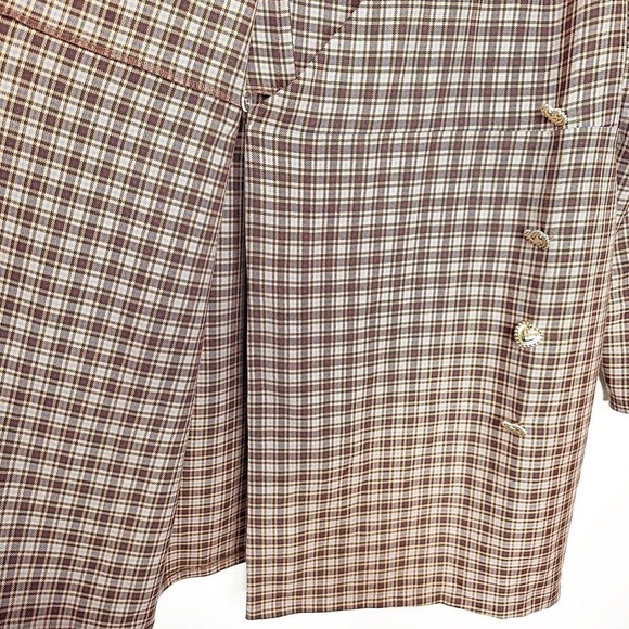 NWT River Island Check Wrap Blazer Dress Women's Heart Buttons Brown Size 12 - Picture 4 of 7